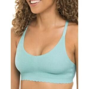 XS No Boundaries Juniors Wire Free Bonded Racer back Bra Teal Dust‎ wireless NWT